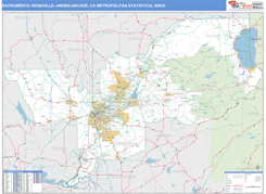 Sacramento-Roseville-Arden-Arcade Metro Area Digital Map Basic Style